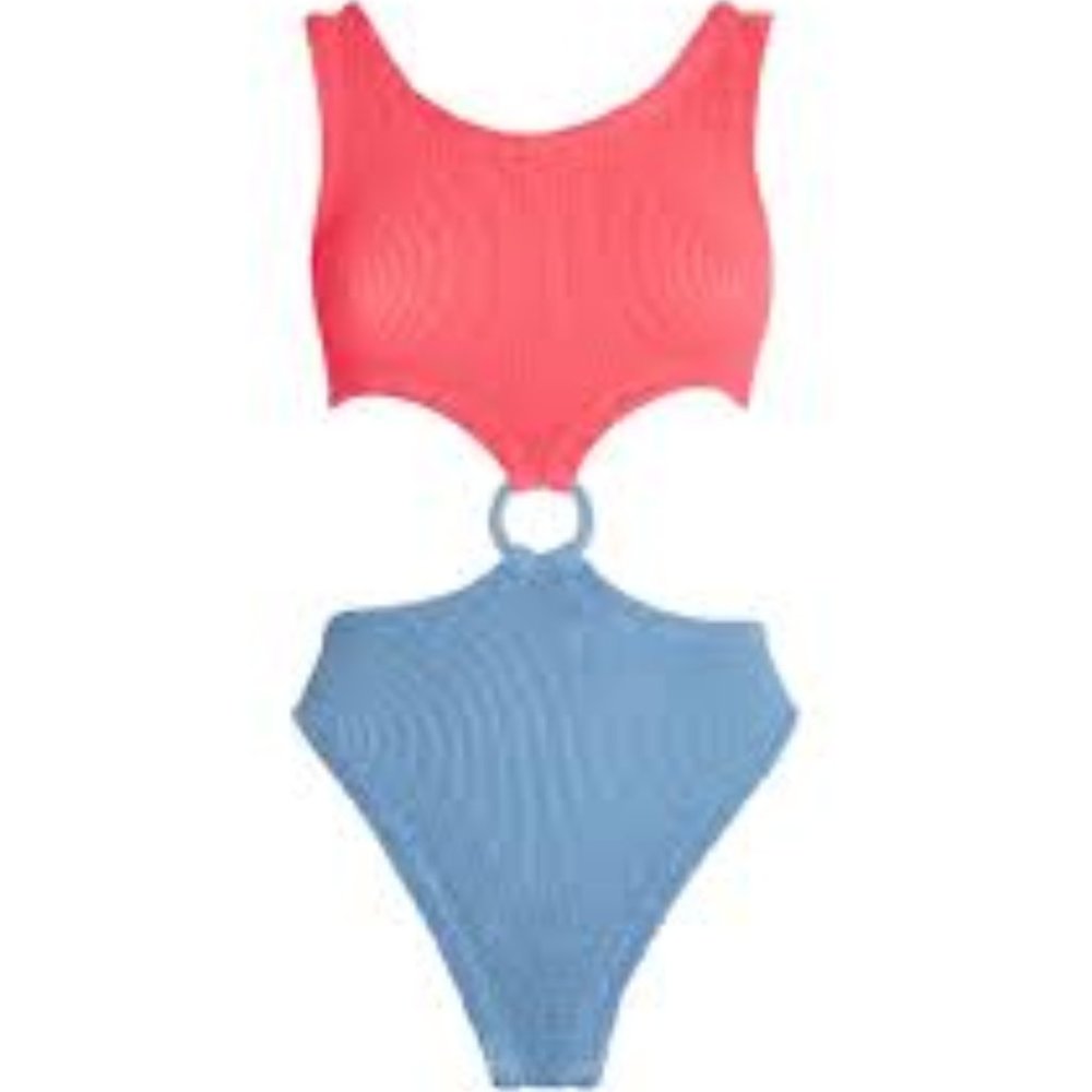 HUNZA G Paige Swimsuit Colorblocked One-Piece in Pink/Blue - Never Worn
